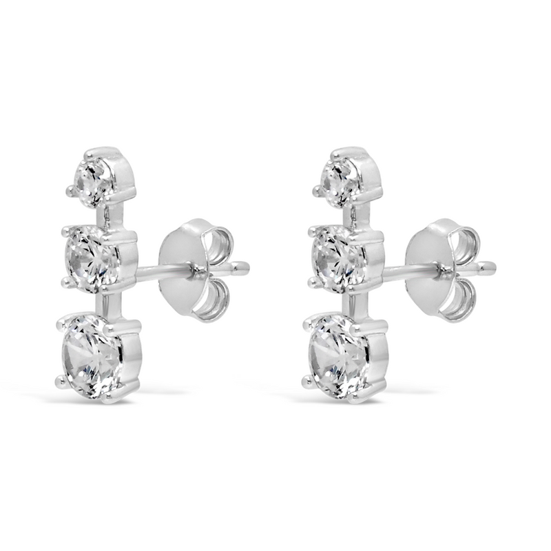 GRADED STRAIGHT ROUNDS STUD SILVER EARRING