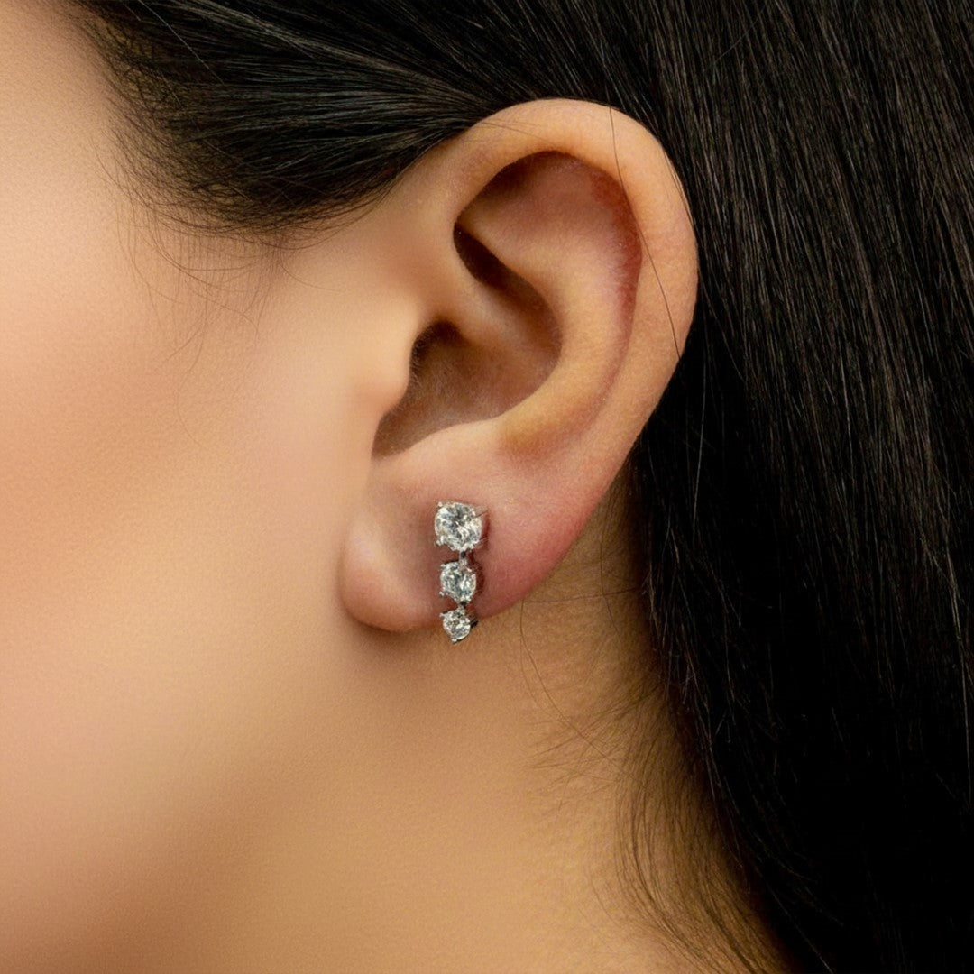 GRADED STRAIGHT ROUNDS STUD SILVER EARRING