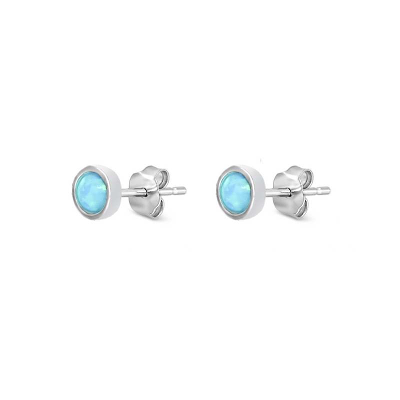 FRAMED ROUND SHELL STUD SILVER EARRING