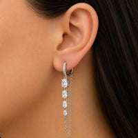 OVAL CUT HOOP SILVER EARRING