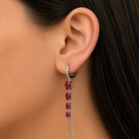 OVAL CUT HOOP SILVER EARRING