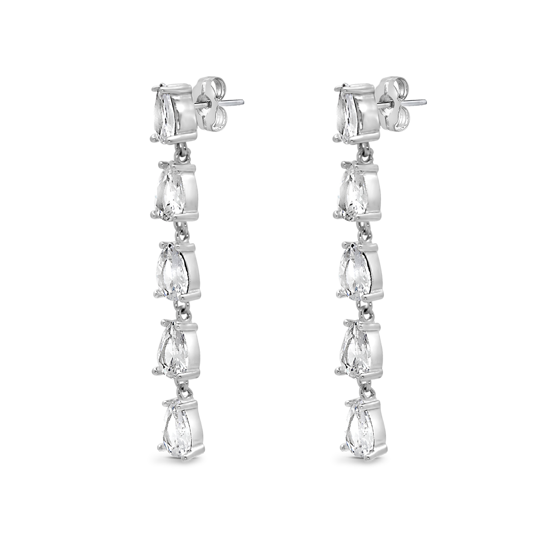 LINE OF PEARS STUD SILVER EARRING