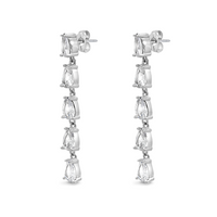 LINE OF PEARS STUD SILVER EARRING