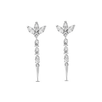 MARQUISE & ROUND STONES STUD SILVER EARRING