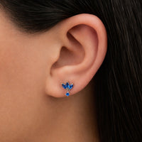 TRIPLE MARQUISE & ROUND STONES STUD SILVER EARRING