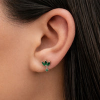TRIPLE MARQUISE & ROUND STONES STUD SILVER EARRING