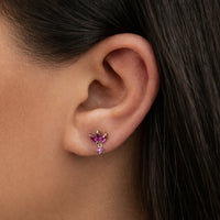 TRIPLE MARQUISE & ROUND STONES STUD SILVER EARRING
