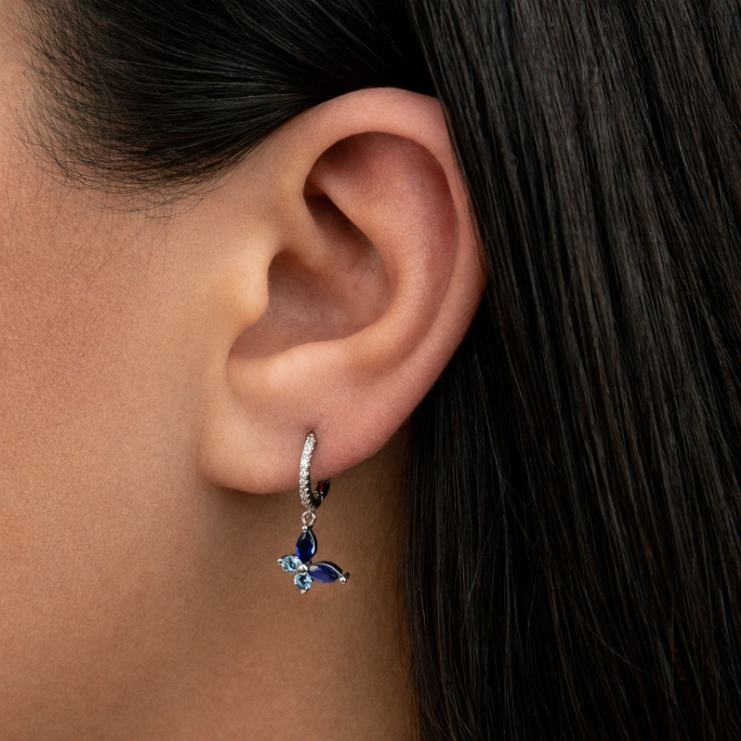 BUTTERFLY HOOP SILVER EARRING