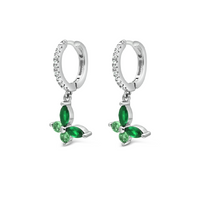 GREEN BUTTERFLIES BRACELET , EARRING & RING SILVER SET