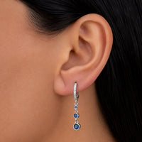GRADED ROUND STONED HOOP SILVER EARRING