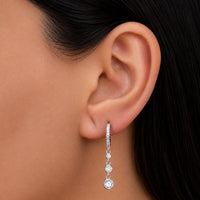 GRADED ROUND STONED HOOP SILVER EARRING