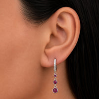 GRADED ROUND STONED HOOP SILVER EARRING