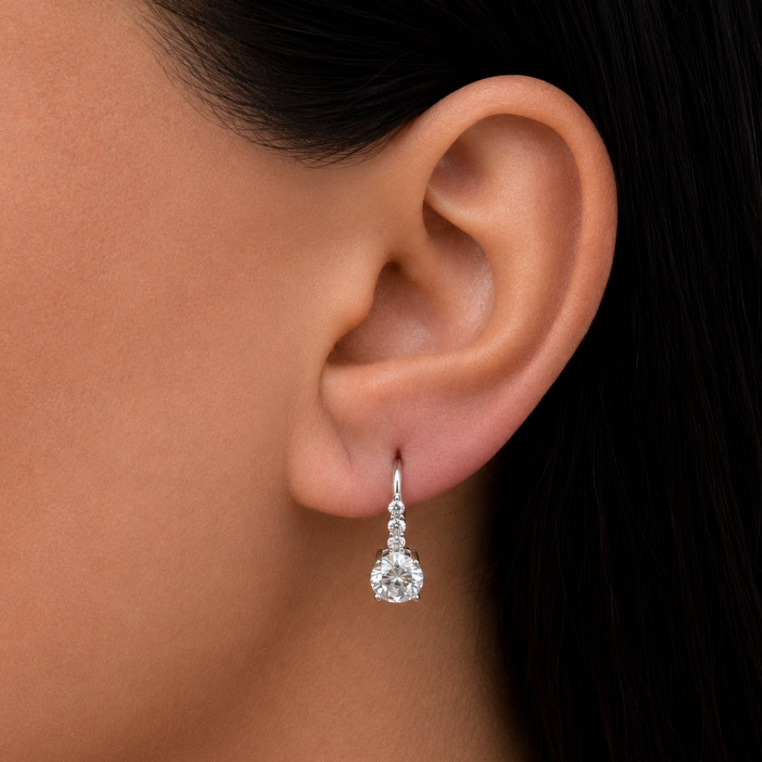 COLORED ROUND STONE HOOP SILVER EARRING