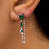 MULTISTONED LOOP STUD SILVER EARRING