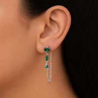 MULTISTONED LOOP STUD SILVER EARRING
