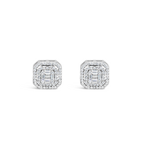 EMERALD CUT SQUARE STUD SILVER EARRING