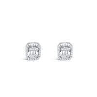 EMERALD CUT SILVER EARRING