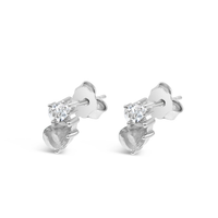 DOUBLE PEAR STONED STUD SILVER EARRING