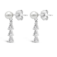 DROPPING PEARS STUD SILVER EARRING