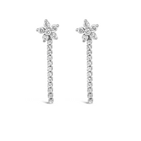 FLOWER DROPPING ROUNDS STUD SILVER EARRING