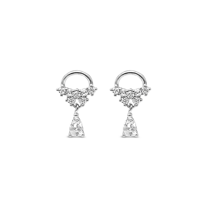 DROPPING TINY PEAR STUD SILVER EARRING