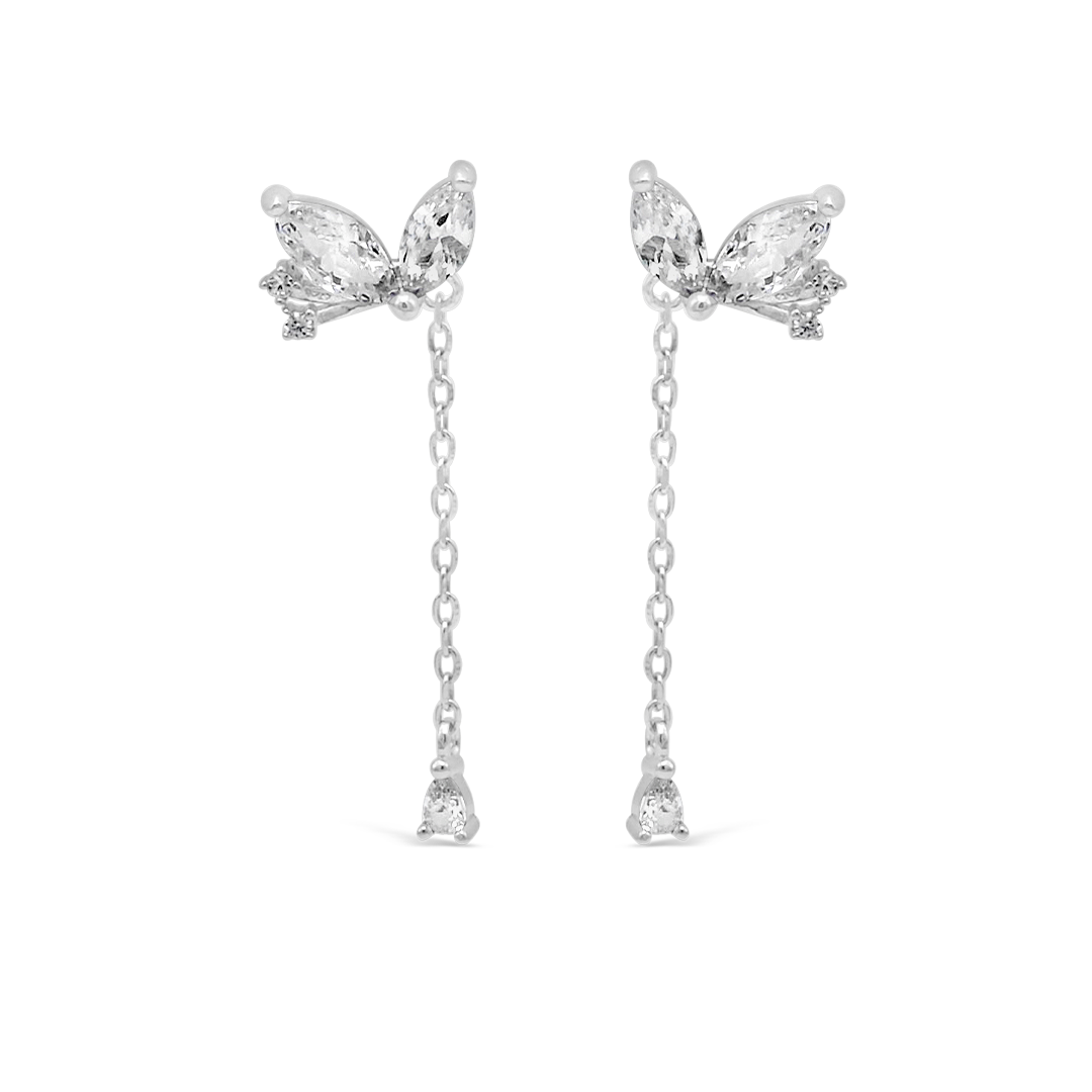 MARQUISE DROPPING PEAR STUD SILVER EARRING