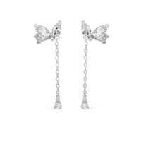 MARQUISE DROPPING PEAR STUD SILVER EARRING