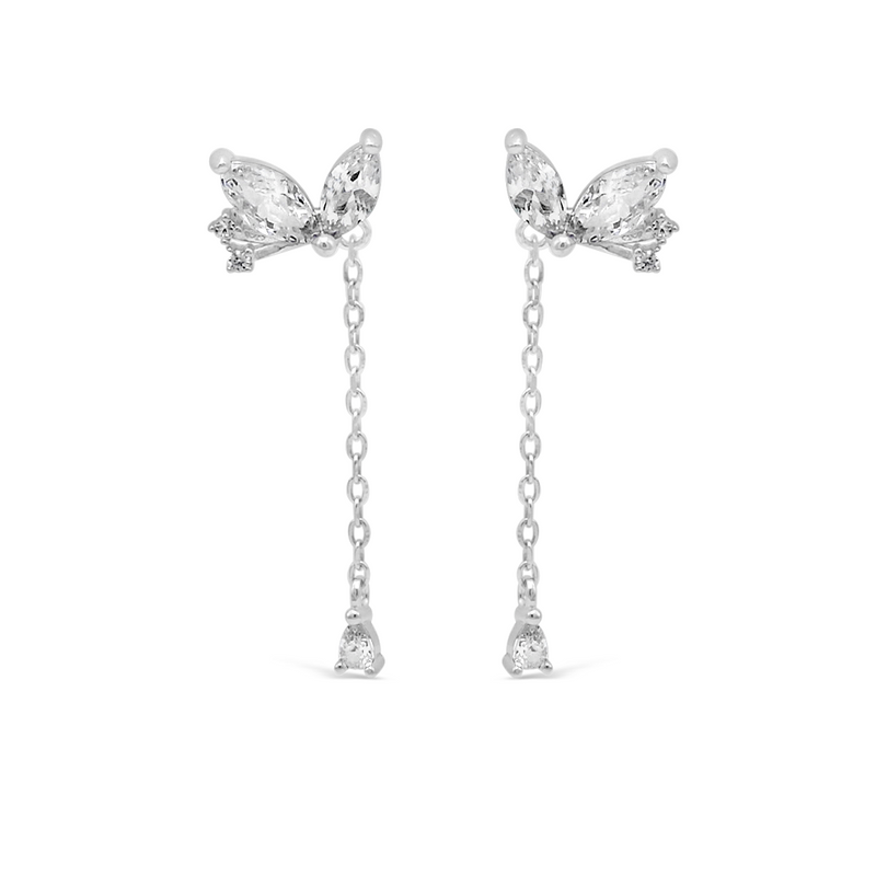 MARQUISE DROPPING PEAR STUD SILVER EARRING