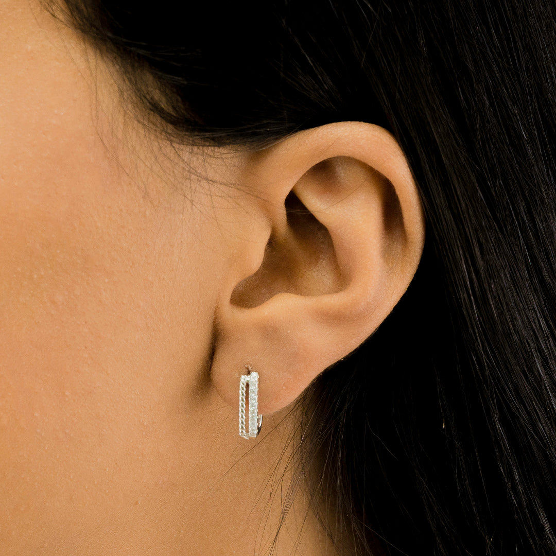 STONED ENGLISH LOCK SILVER EARRING