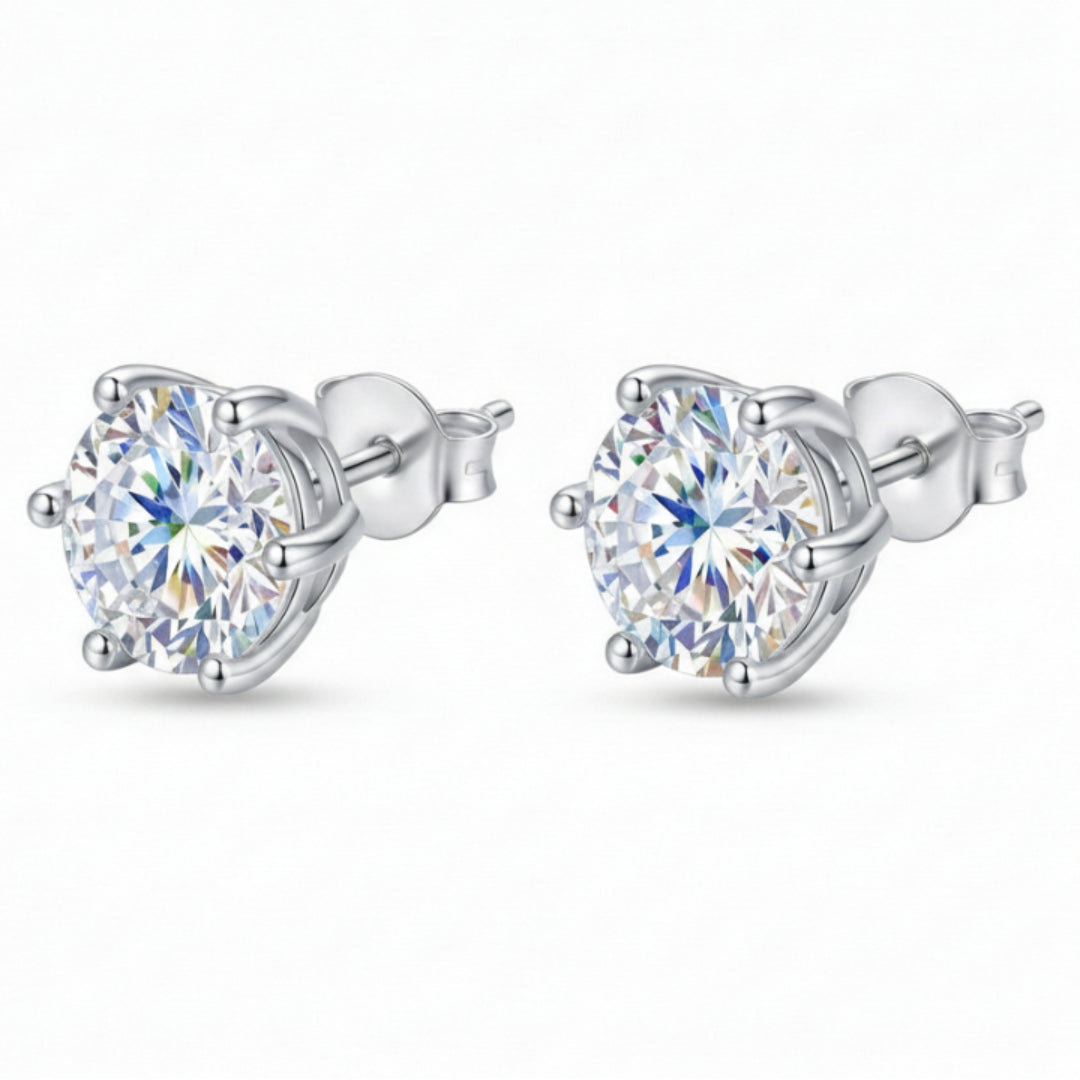 ELEGANT ONE STONED STUD SILVER EARRING