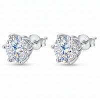 ELEGANT ONE STONED STUD SILVER EARRING