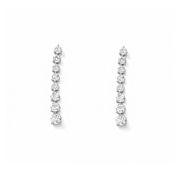 DROPPING GRADIENT TENNIS STUD SILVER EARRING