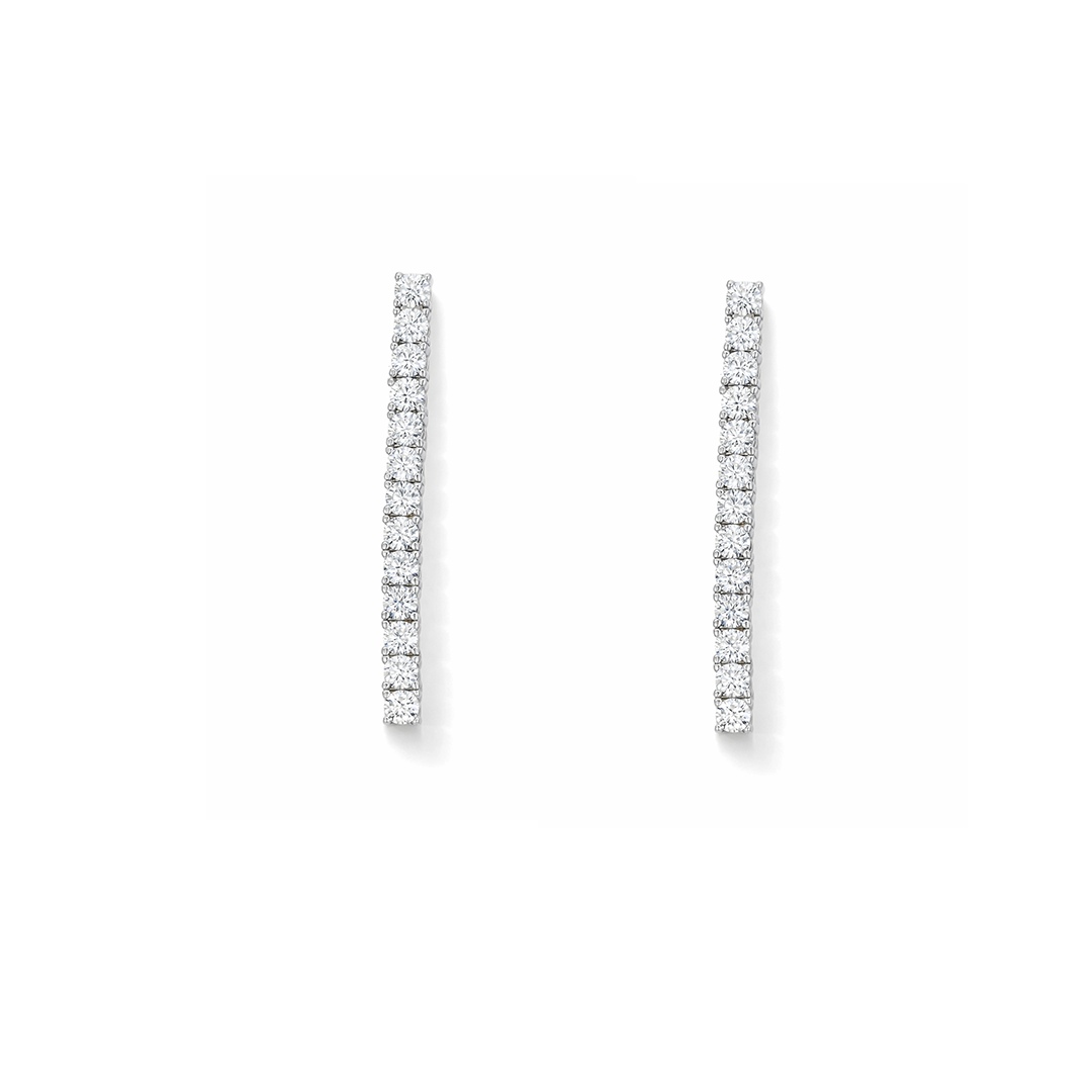 DROPPING TENNIS STUD SILVER EARRING