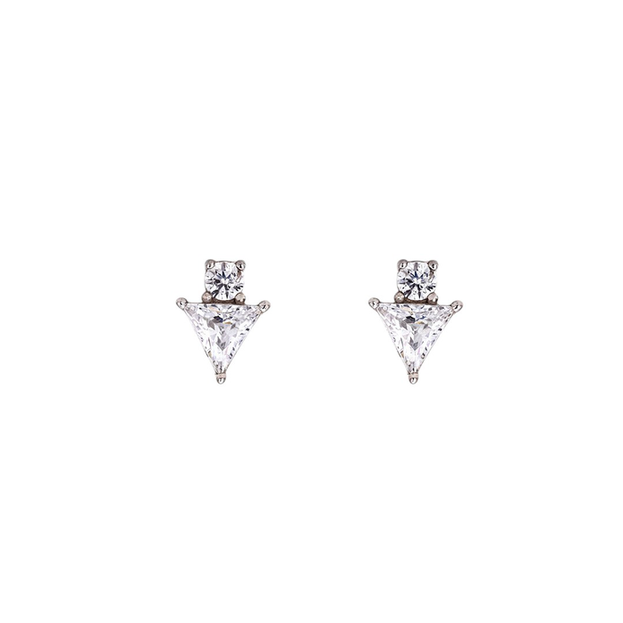 DOUBLE STONED STUD SILVER EARRING