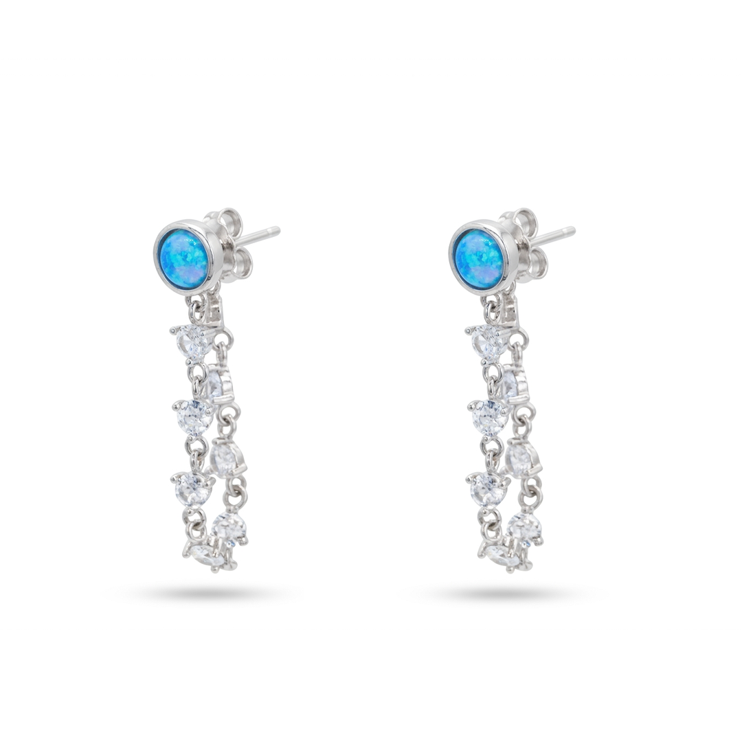 ROUND SHELL LOOP STUD SILVER EARRING