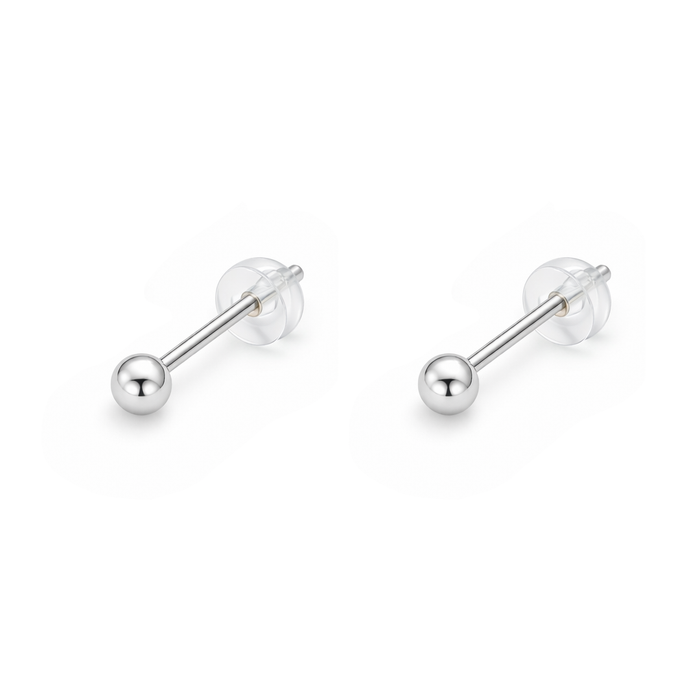 PLAIN BALL STUD SILVER EARRING