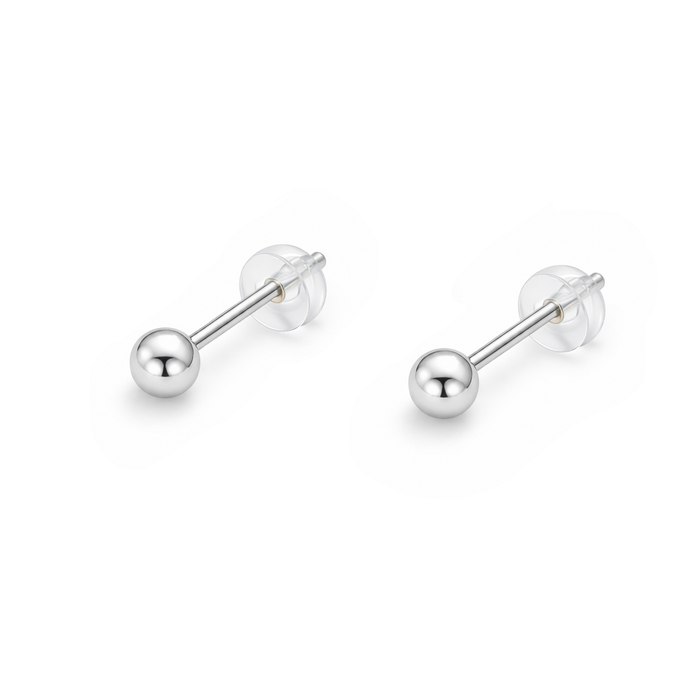 PLAIN BALL STUD SILVER EARRING
