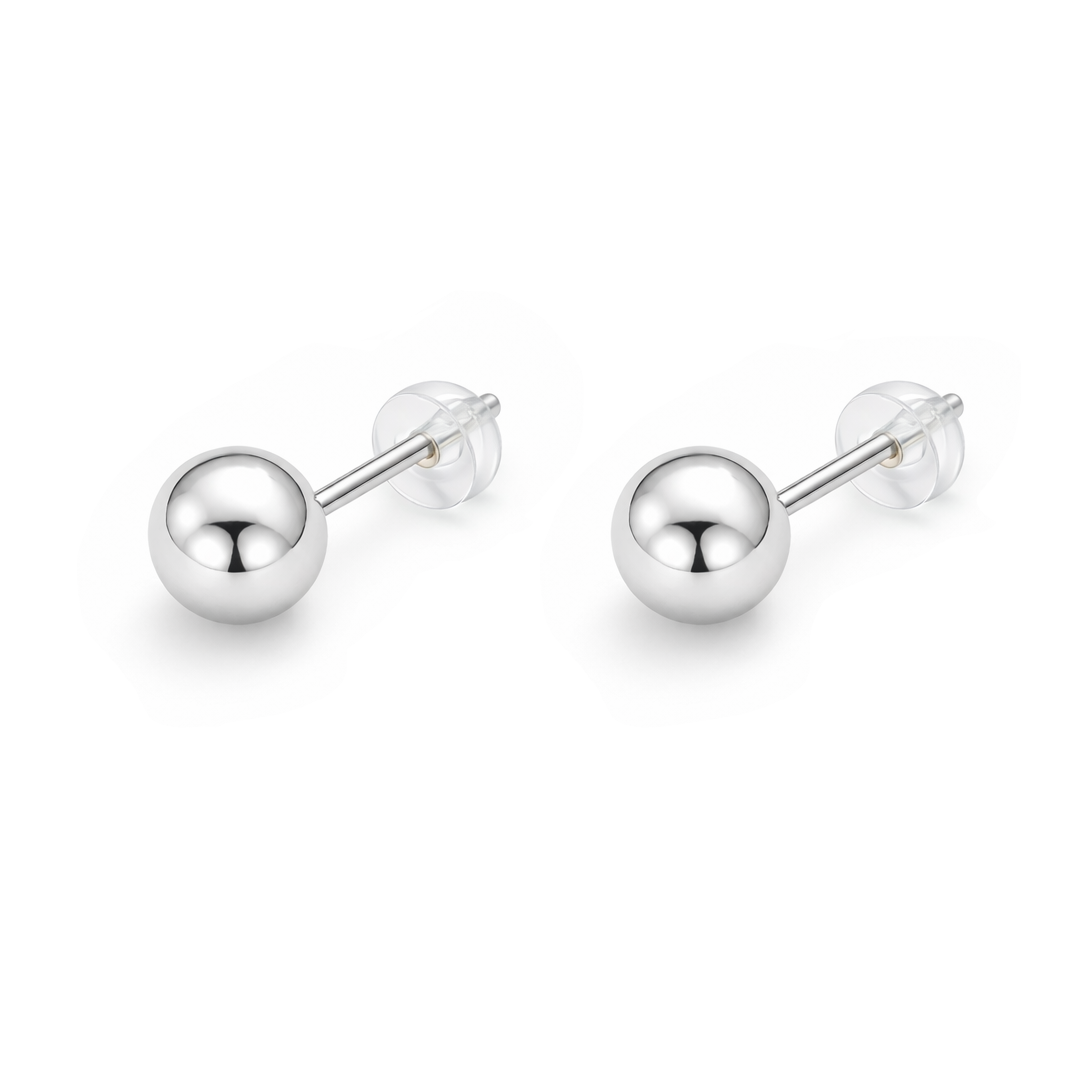 PLAIN BALL STUD SILVER EARRING