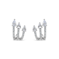 SPARKLING TRIPLE PEAR STUD SILVER EARRING