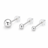 PLAIN BALL STUD SILVER EARRING