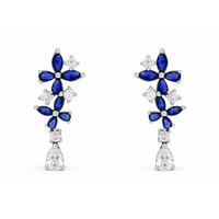 LUXURY DROPPING MULTISTONED STUD SILVER EARRING
