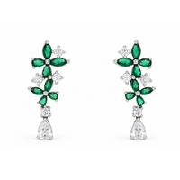 LUXURY DROPPING MULTISTONED STUD SILVER EARRING