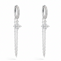 FLOWER SHAPED HOOP & LOOP SILVER EARRING