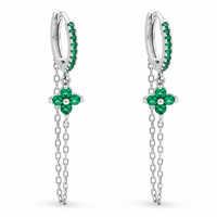 FLOWER SHAPED HOOP & LOOP SILVER EARRING