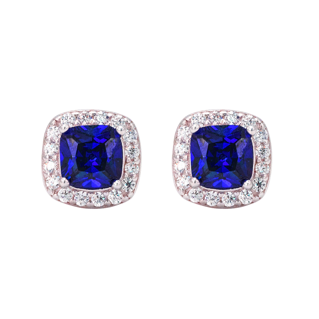 RADIANT & ROUND STONED STUD SILVER EARRING