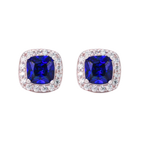 RADIANT & ROUND STONED STUD SILVER EARRING