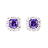 RADIANT & ROUND STONED STUD SILVER EARRING