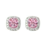 RADIANT & ROUND STONED STUD SILVER EARRING