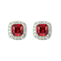RADIANT & ROUND STONED STUD SILVER EARRING
