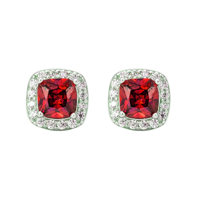 RADIANT & ROUND STONED STUD SILVER EARRING